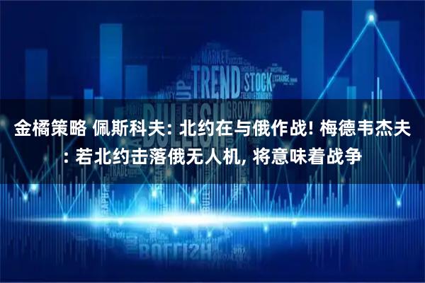 金橘策略 佩斯科夫: 北约在与俄作战! 梅德韦杰夫: 若北约击落俄无人机, 将意味着战争