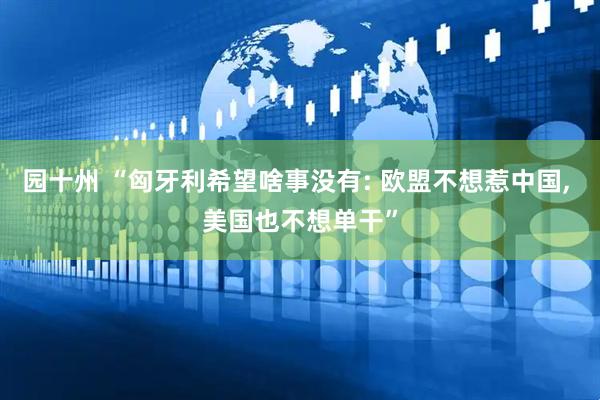 园十州 “匈牙利希望啥事没有: 欧盟不想惹中国, 美国也不想单干”